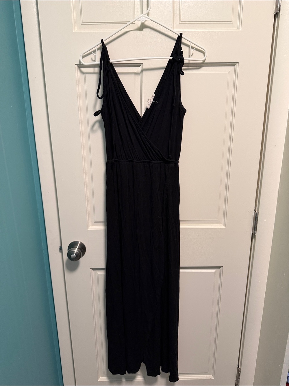 Rolla Coster Black Maxi Wrap Dress with Tie Shoulders